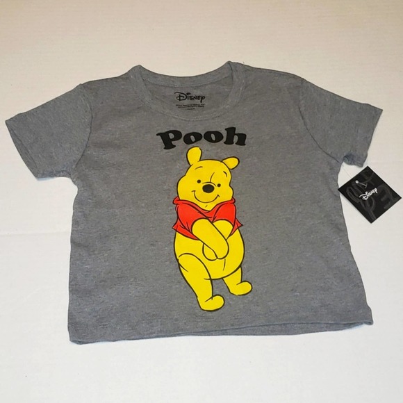 Disney Winnie the Pooh crop top t-shirt gray juniors XS NWT - Picture 1 of 3
